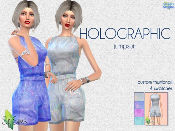 Sims 4 HOLOGRAPHIC jumpsuit by SF Sims at TSR