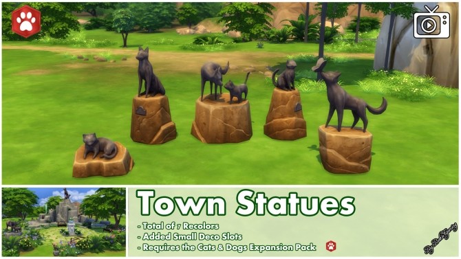 Sims 4 Cats & Dogs Town Statues Brindleton Bay by Bakie at Mod The Sims