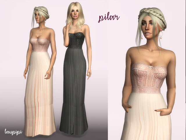 Sims 4 Pilar long dress at Laupipi