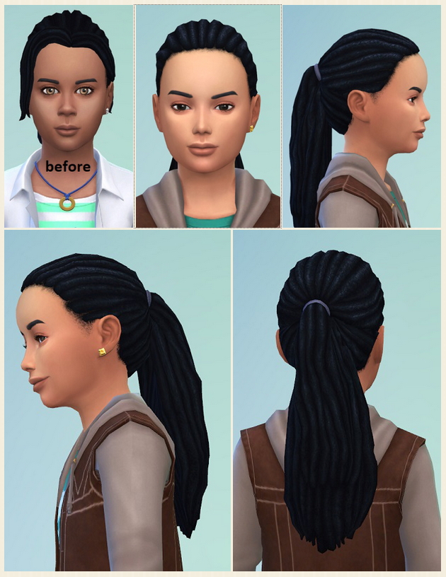 Sims 4 Kids Dread Ponytail at Birksches Sims Blog