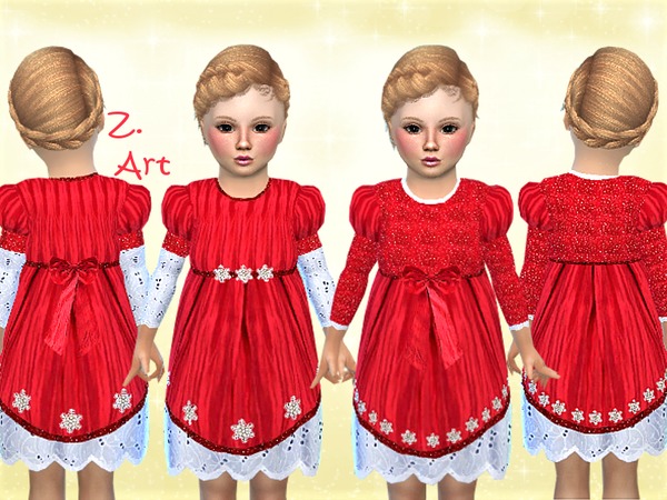 Sims 4 WinterbabeZ 04 festive velvet dress by Zuckerschnute20 at TSR