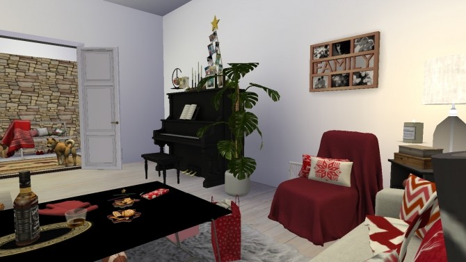 Sims 4 Noel fully decorated Christmas Living room by Rissy Rawr at Pandasht Productions