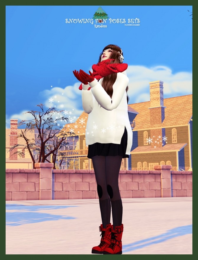 Sims 4 SNOWING FUN POSES SETS at Flower Chamber