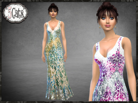 RC Sequined V Neck Long Gown by Five5Cats at TSR
