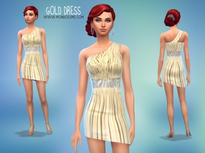 Sims 4 Gold Dress by Simone at Mondo Sims