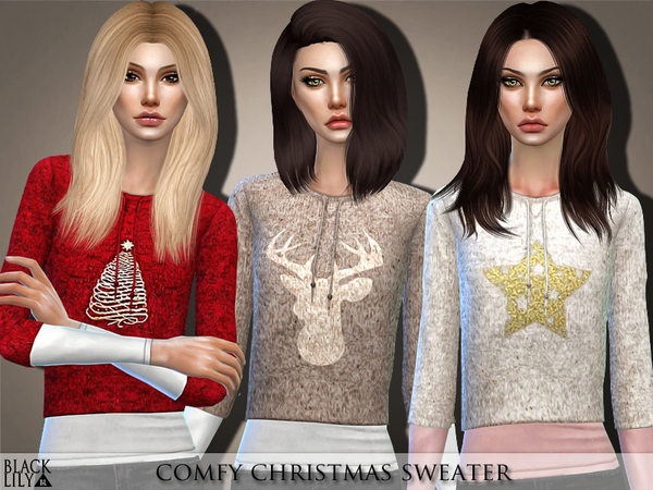 Sims 4 Comfy Christmas Sweater by Black Lily at TSR