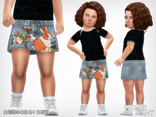 Sims 4 Rabbit Denim Skirt by DarkNighTt at TSR