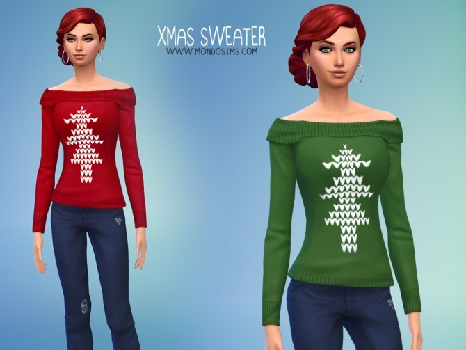 Sims 4 Xmas Female Sweater by Simone at Mondo Sims