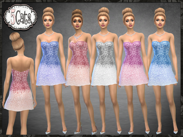 Sims 4 ML Sequin Sparkle Mini Flared Dress by Five5Cats at TSR
