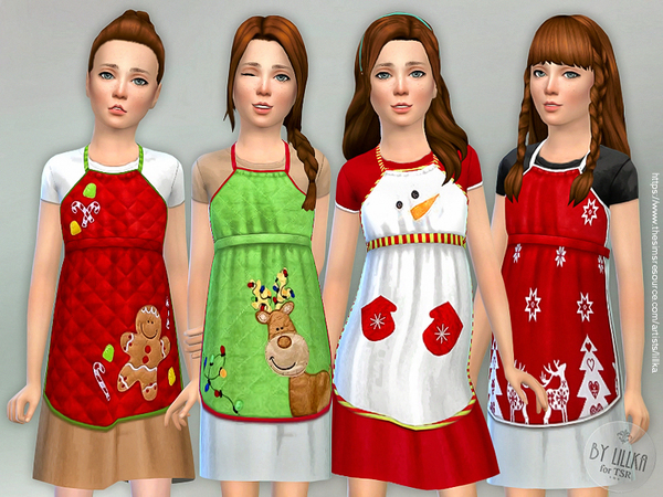 Sims 4 Christmas Apron for Girls by lillka at TSR