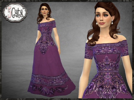 ZM Off the Shoulder Embroidered Gown by Five5Cats at TSR