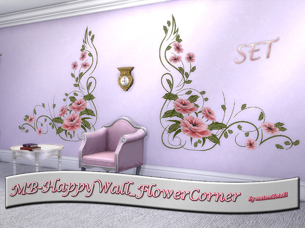 Sims 4 MB Happy Wall Flower Corner SET by matomibotaki at TSR