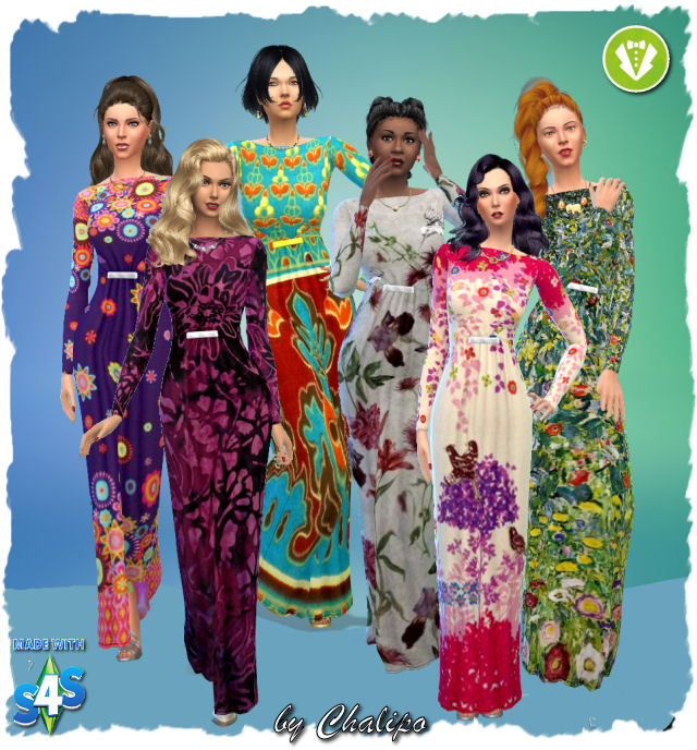 Sims 4 Long dresses by Chalipo at All 4 Sims