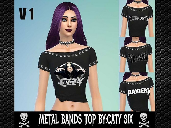 Sims 4 Metal Band tops at CatySix