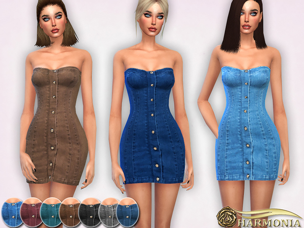 Sims 4 Soft Stretch Denim Dress by Harmonia at TSR