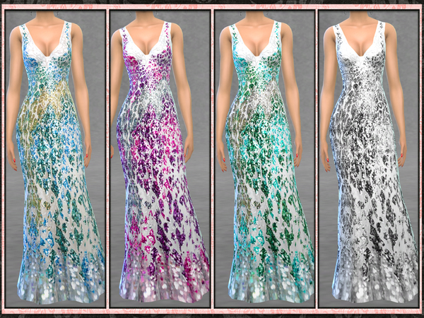 Sims 4 RC Sequined V Neck Long Gown by Five5Cats at TSR