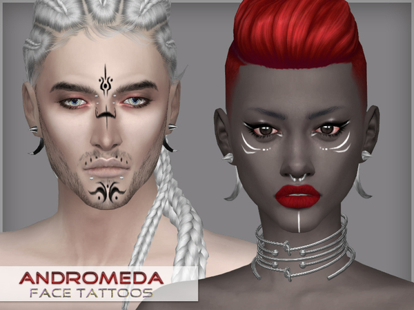Sims 4 Andromeda face tattoos by WistfulCastle at TSR