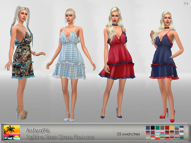 Sims 4 Astya96 SgiSims Siren Dress Conversion Recolor at Elfdor Sims