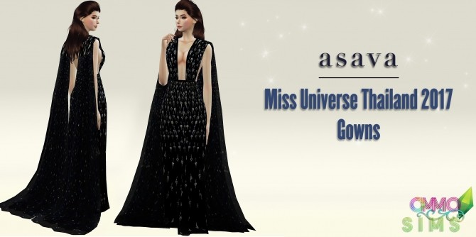 Sims 4 Miss Universe Thailand 2017 Gowns at Ommo Sims