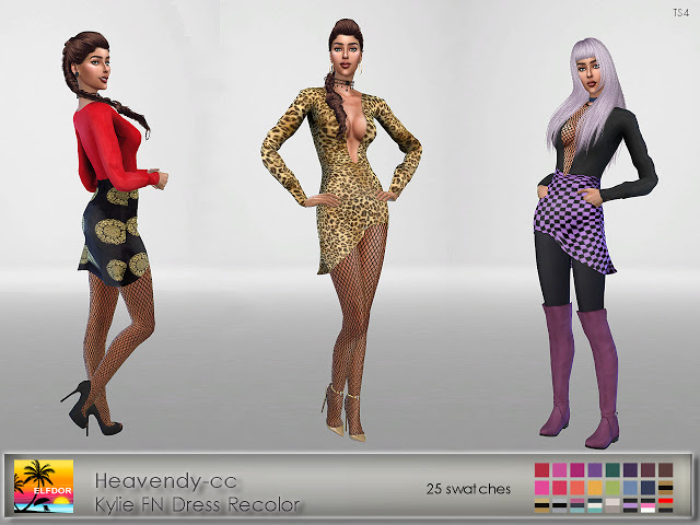 Sims 4 Heavendy cc Kylie FN Dress Recolor at Elfdor Sims