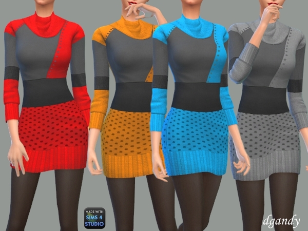 Sims 4 Cowl Neck Sweater Dress by dgandy at TSR