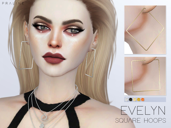 Sims 4 Evelyn Square Hoops by Pralinesims at TSR
