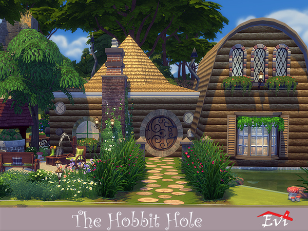 Sims 4 The Hobbit Hole home by evi at TSR