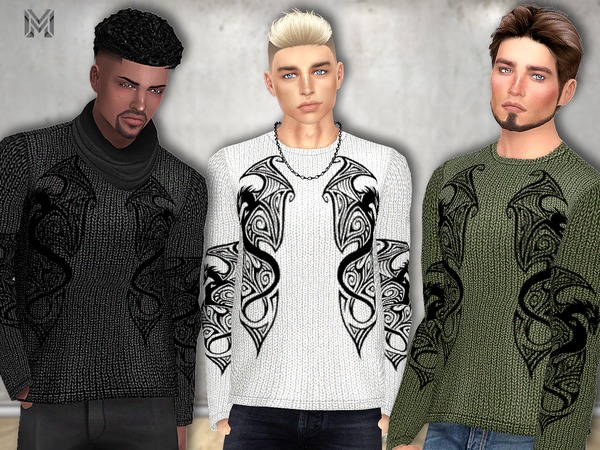 Sims 4 MP Male Dragon Design Shirt by MartyP at TSR