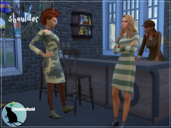 Sims 4 Off Shoulder Dress by Standardheld at SimsWorkshop