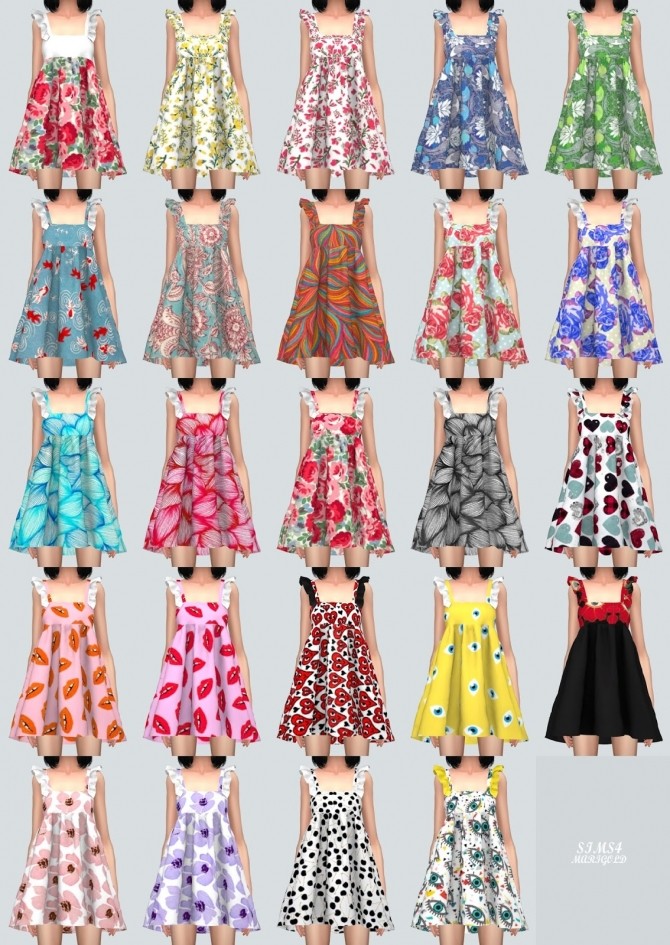 Sims 4 Frill Babydoll Dress V2.Pattern at Marigold