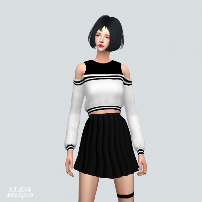 Off-Shoulder Sweatshirt With Sleeveless at Marigold » Sims 4 Updates