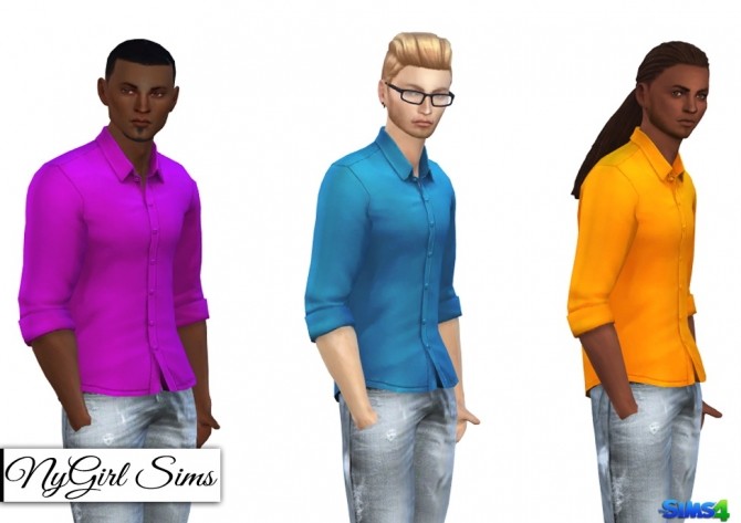 Sims 4 Untucked Rolled Sleeve Button Up at NyGirl Sims