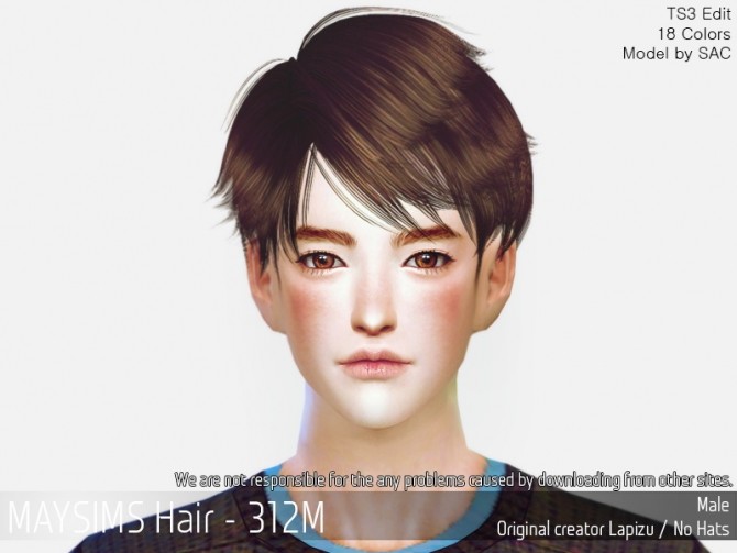 Sims 4 Hair 312M (Lapizu) at May Sims