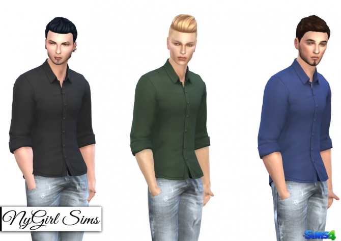 Untucked Rolled Sleeve Button Up at NyGirl Sims » Sims 4 Updates