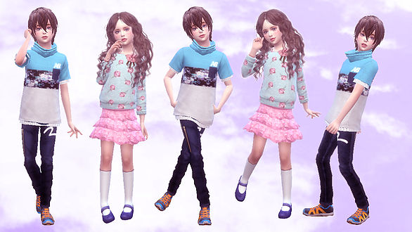 Sims 4 Combination pose 04 Child at A luckyday