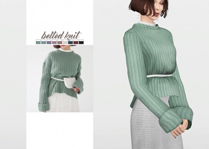 Sims 4 Belted Knit top at Waekey