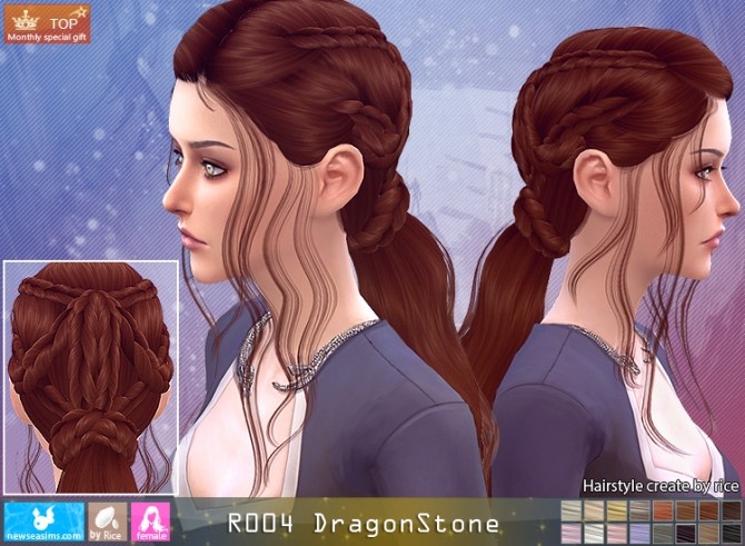 Sims 4 R004 DragonStone hair (Pay) at Newsea Sims 4