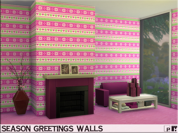 Sims 4 Season Greetings Walls by Pinkfizzzzz at TSR