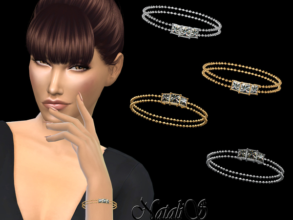 Sims 4 Three stone princess cut bracelet by NataliS at TSR