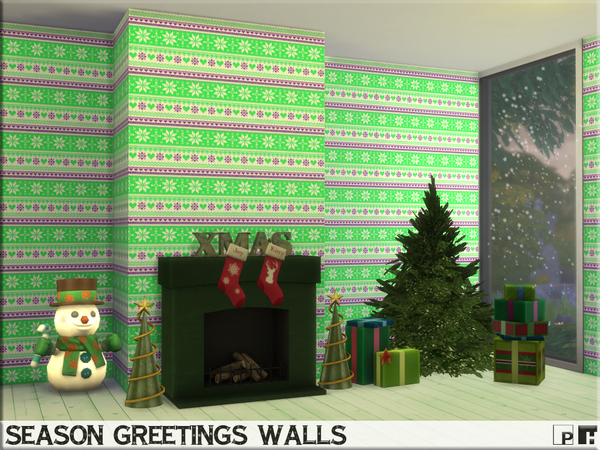 Sims 4 Season Greetings Walls by Pinkfizzzzz at TSR