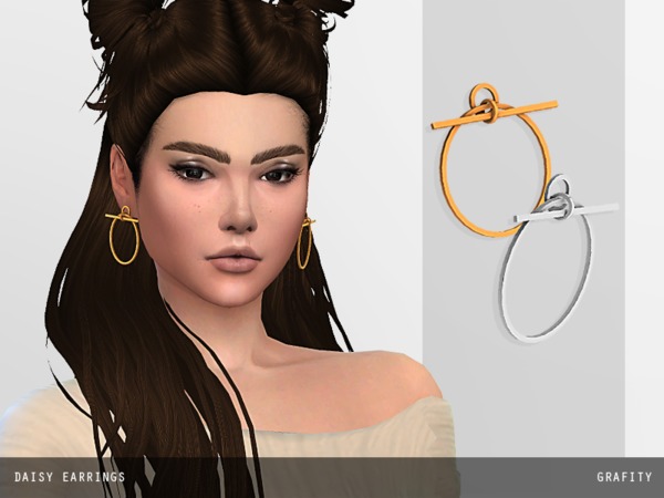 Sims 4 Daisy Earrings by GrafitySims at TSR