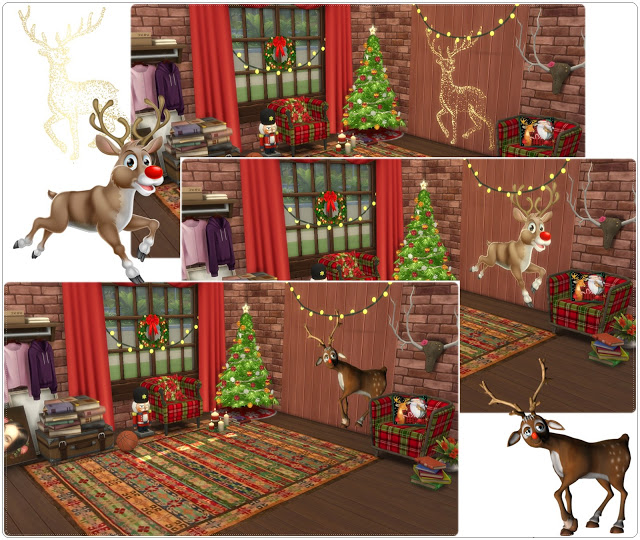 Sims 4 Wall Deco Reindeer at Annett’s Sims 4 Welt