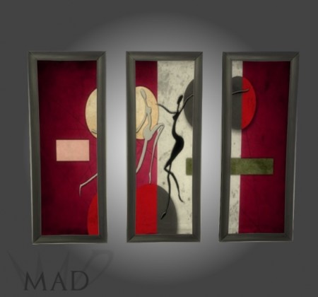 Set of modern triptychs by Mad at Sims Artists