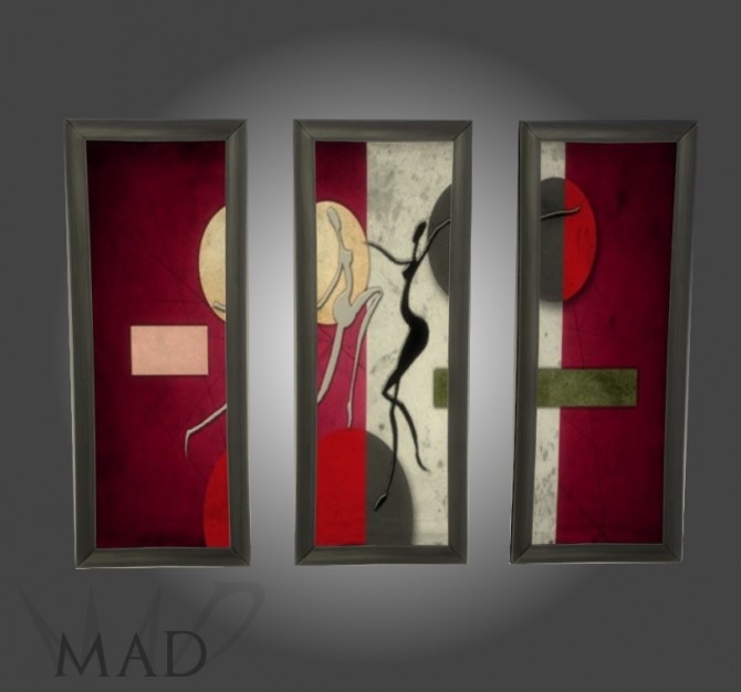 Sims 4 Set of modern triptychs by Mad at Sims Artists