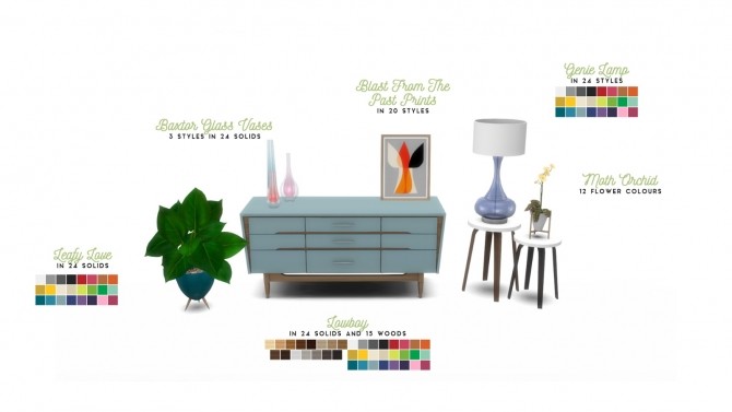 Sims 4 Mid Century Eclectic Object Set at Simsational Designs