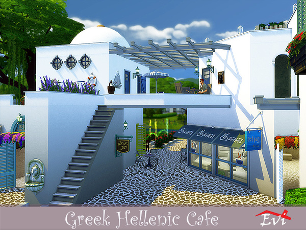 Sims 4 Greek Hellenic Cafe by evi at TSR