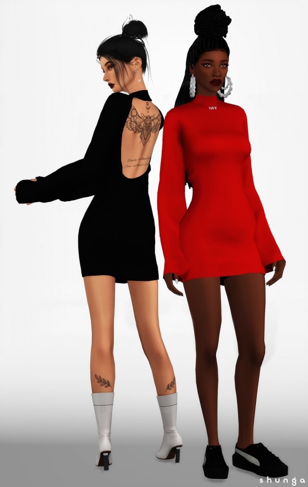 Sims 4 OFF WHITE Cut Out Dress at Shunga