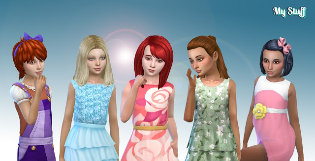 Sims 4 Girls Medium Hair Pack 8 at My Stuff