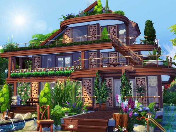 Sims 4 Chestnut wooden house built by MychQQQ at TSR