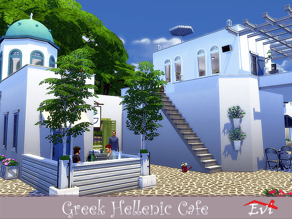 Sims 4 Greek Hellenic Cafe by evi at TSR